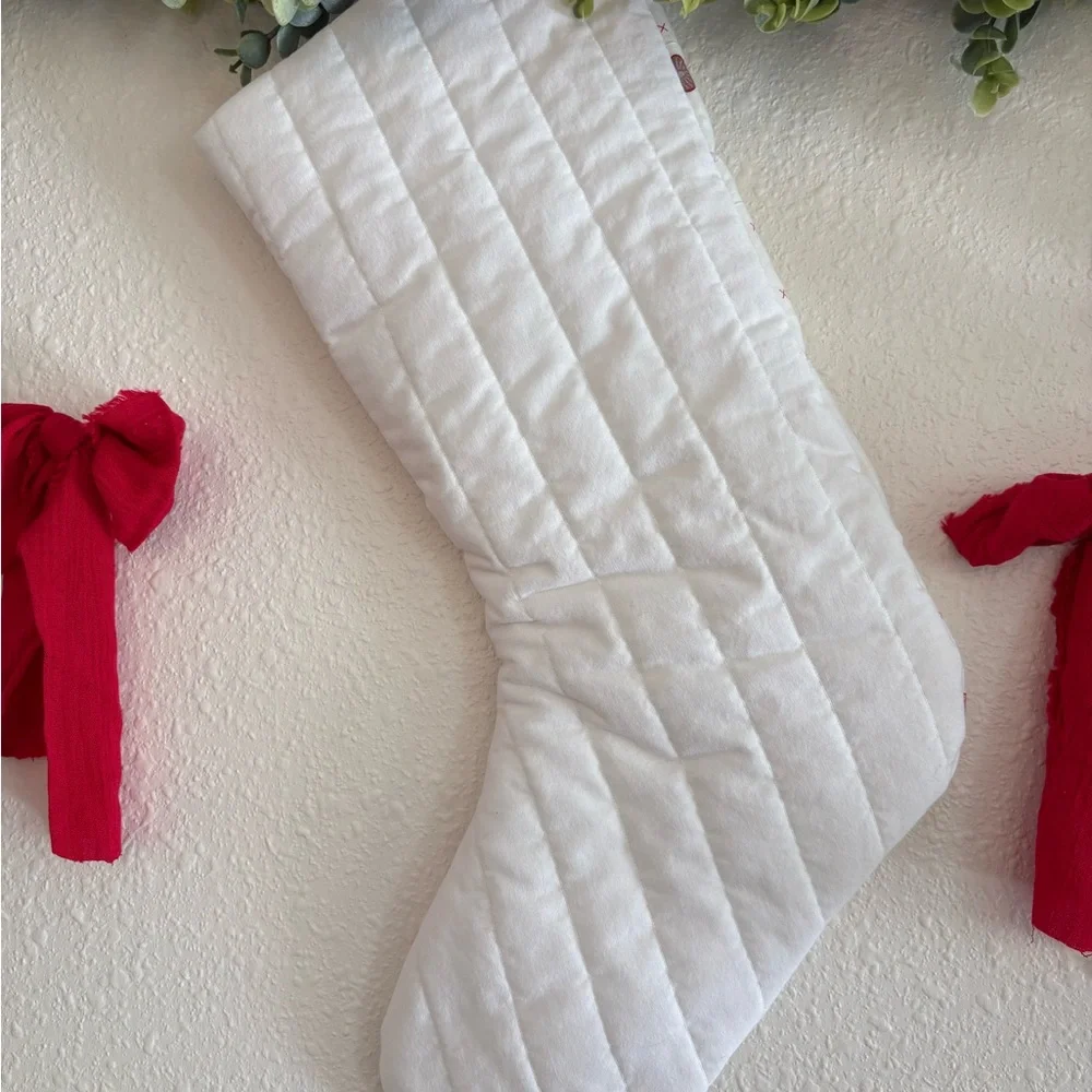 Festive White and Red Holiday Stocking